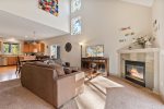 Cozy up to gas fireplace, large smart tv 